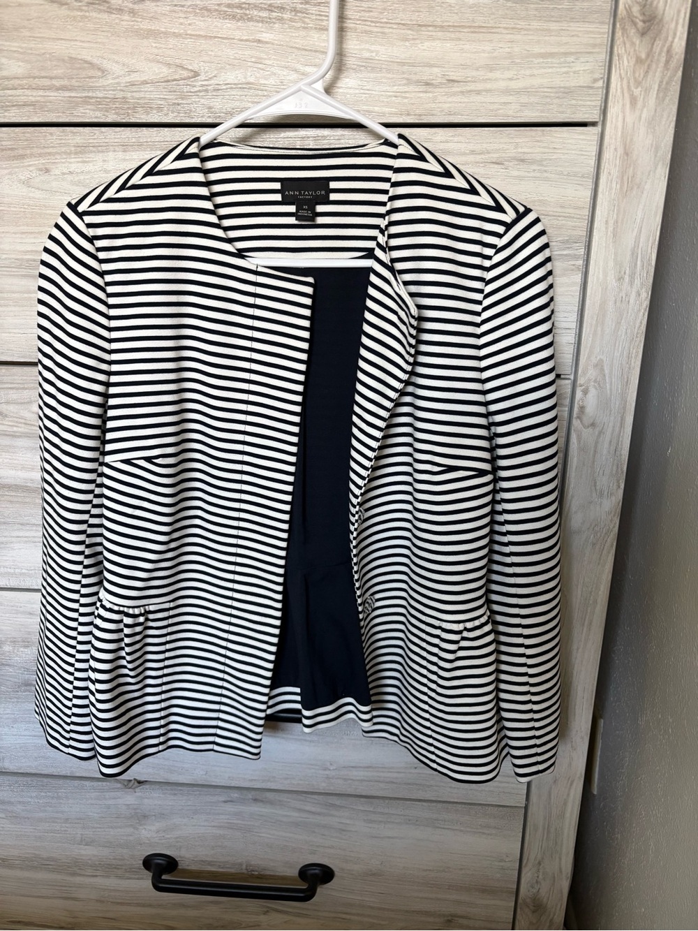 Ann Taylor Striped Peplum Blazer - Picture 2 of 4